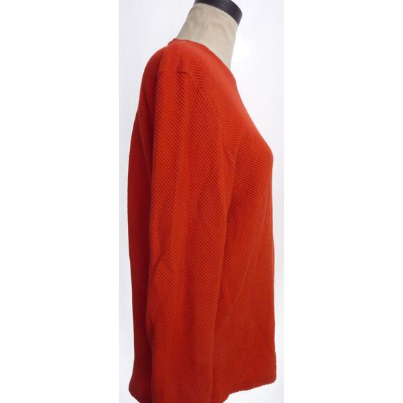 Zara Orange Diagonal Ribbed Textured Long Sleeve Top - Picture 2 of 7